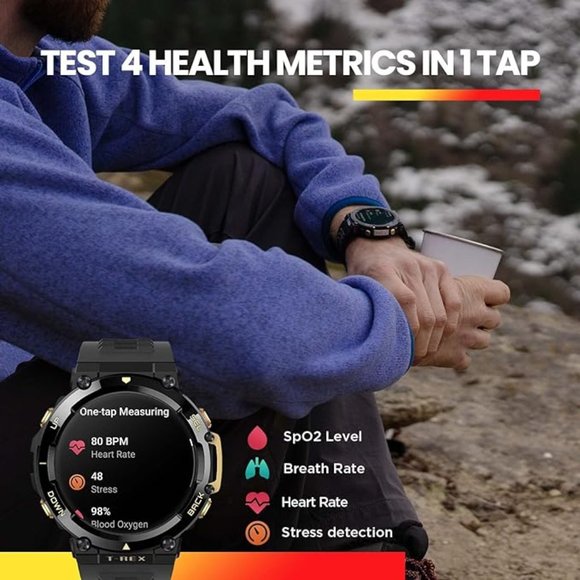 Amazfit T-Rex 2 Smart Watch for Men Dual Band Bluetooth GPS Outdoor Black - Picture 6 of 8